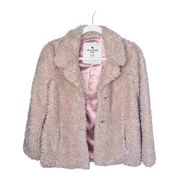 Abercrombie Kids Tan Faux Fur Jacket with Pink Lining - Size 11/12 - Picture 4 of 4